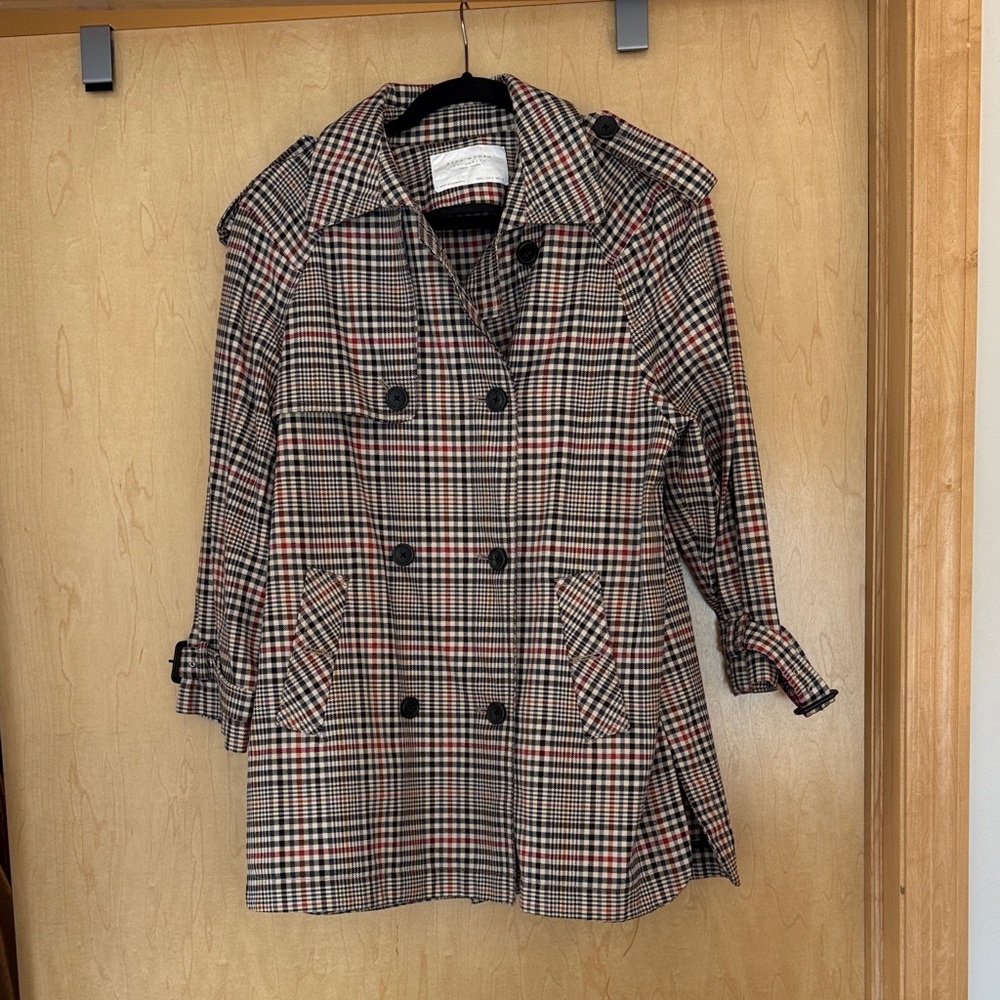 Zara Plaid Double-Breasted Women's Coat